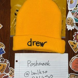 Drew House Scribble Waffle Beanie - Golden Yellow + FREE DREW STICKERS
